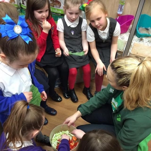 Younger children taking part in a hands-on cookery activity with helpers