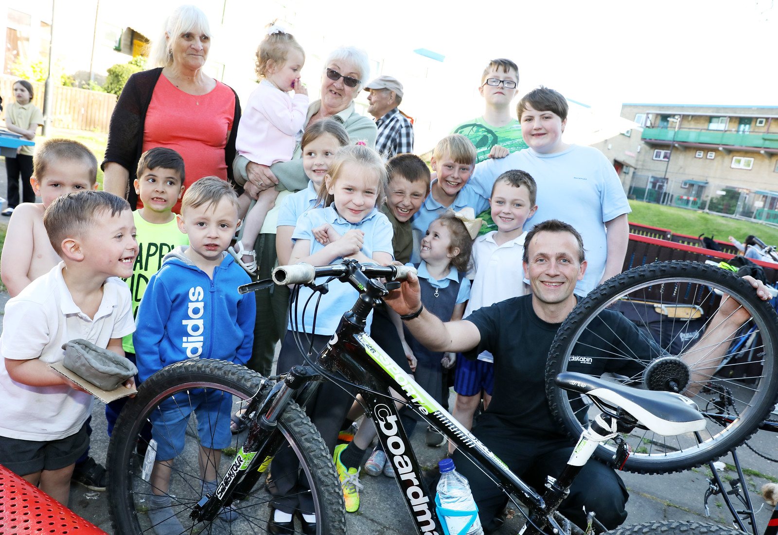 Children taking part in a bike workshop