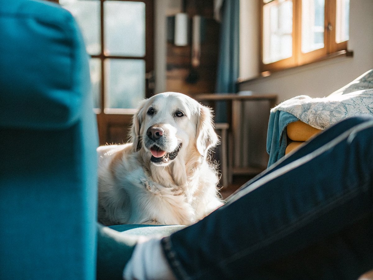A friendly therapy dog on a visit to ease loneliness